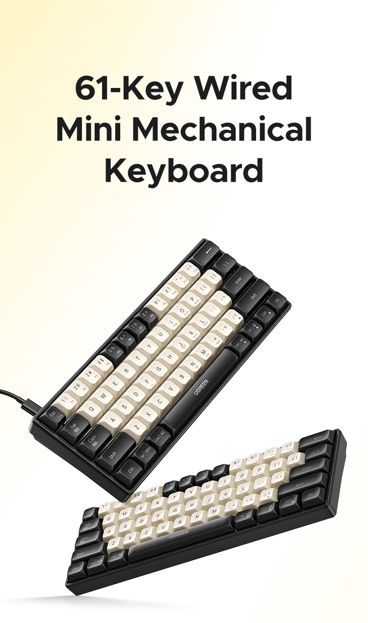 UGREEN Mini Mechanical Wired Keyboard 61 Keys Rechargeable Keyboard for ...