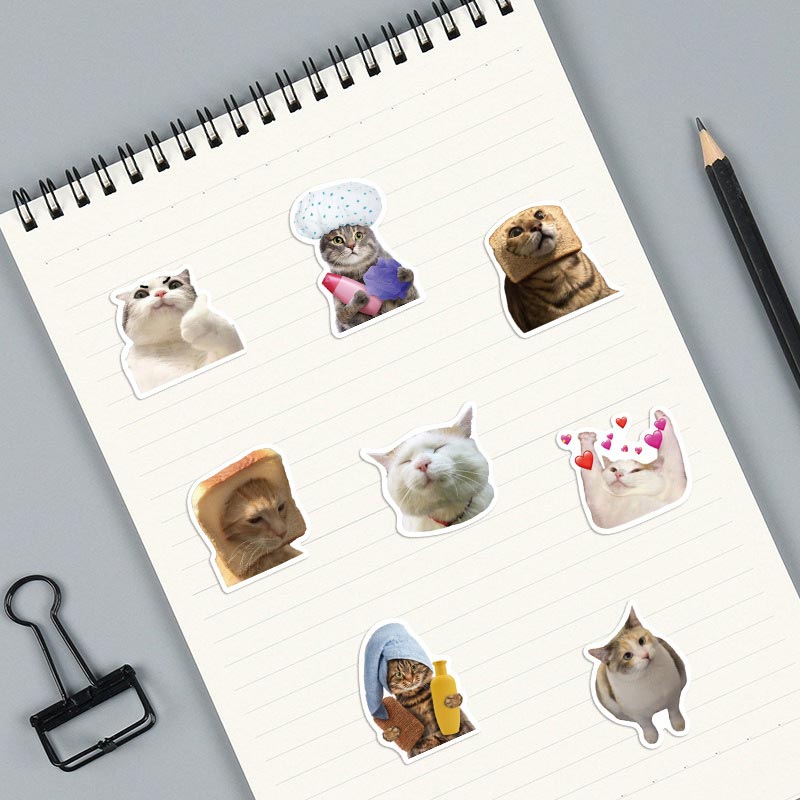 50pcs Cute Funny Cat MEME Animals Stickers Graffiti Phone Laptop Cup ...