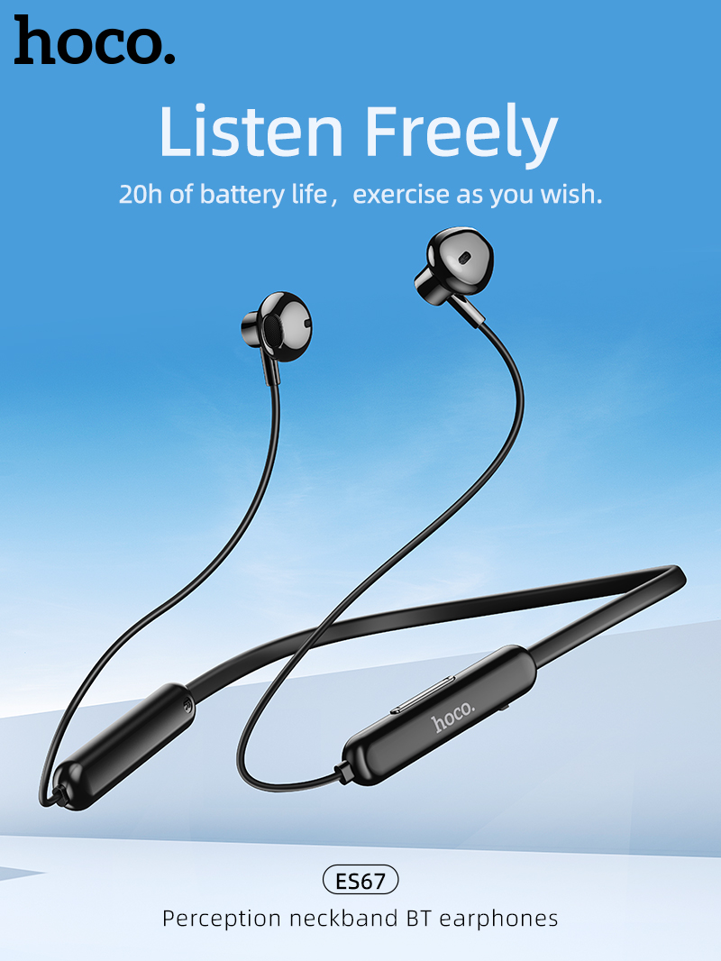 HOCO ES67 Neckband Earphones Wireless Bluetooth 5.3 Magnetic Adsorption ...