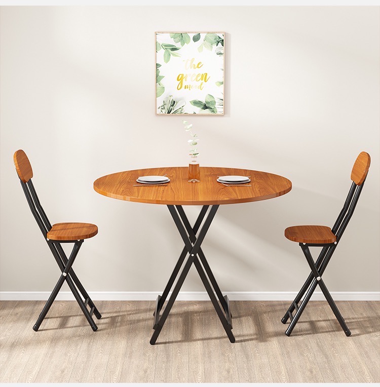 Foldable Round Table Set Folding Dining Table Chair Indoor Outdoor ...