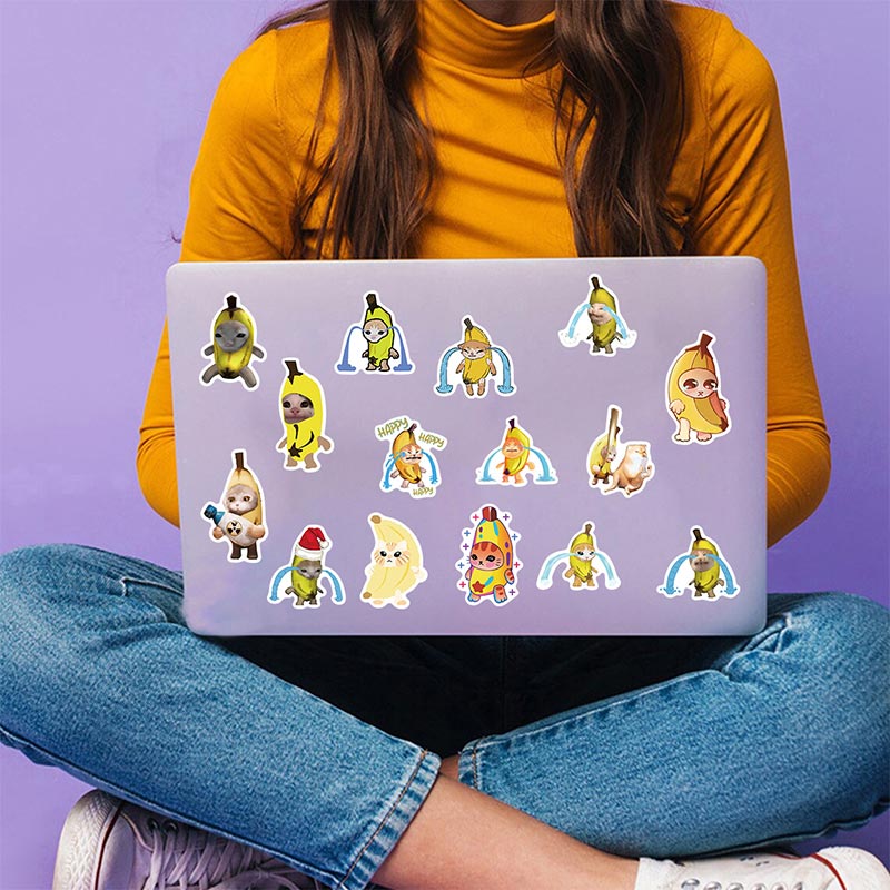 50Pcs Cute Cartoon Banana Cat Meme Stickers Funny Graffiti Decals ...