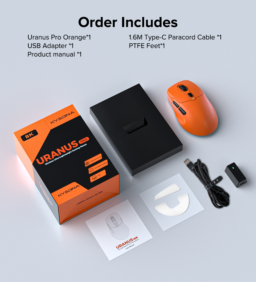 KYSONA URANUS PRO 8K Hz Wireless Gaming Mouse PAW3395 Ultra-lightweight ...