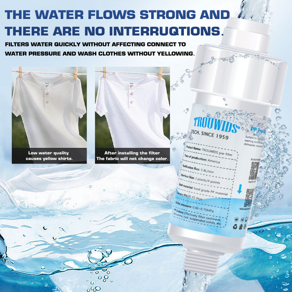 TROUWIDS Washing Machine Water Filter Shower Sediment Water Purifier ...