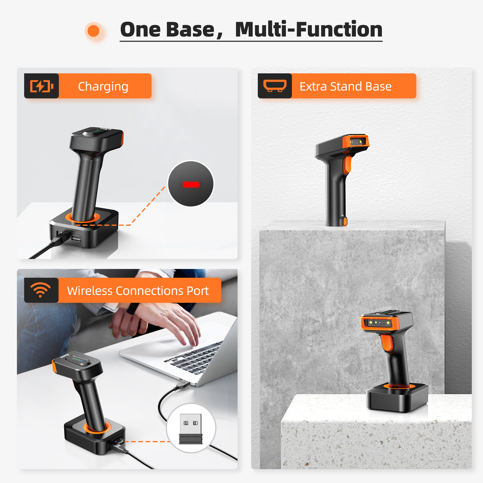 Eyoyo EY-029 2D Bluetooth QR Code Screen Reader With Base 3-in-1 ...