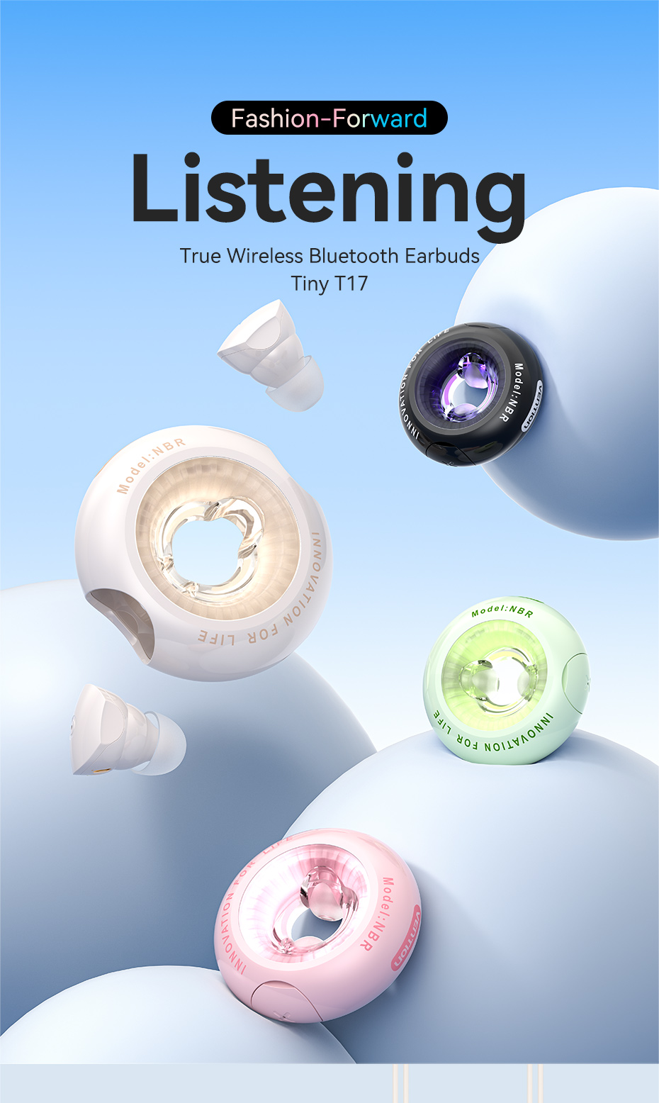 Vention Earphones Wireless Earbuds Donut Design Bluetooth 5.3 Silicone ...