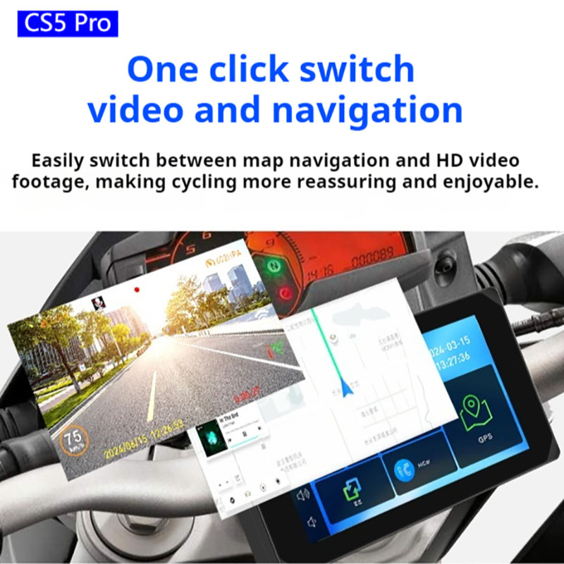 VSYS SYS CS5 5 Inch Touch Screen Motorcycle Camera Wireless Carplay ...
