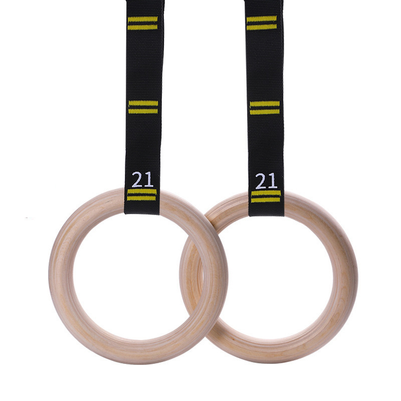 Ready Stock 32mm Wood Gymnastic Rings with Quick Adjust Numbered Straps ...