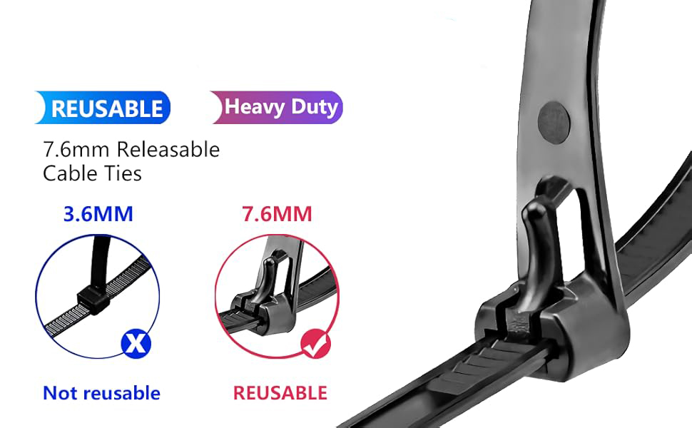 Cable Ties Tie Wraps Plastic Nylon Zip Ties Strong Extra Long Many Size & Colors - View #5