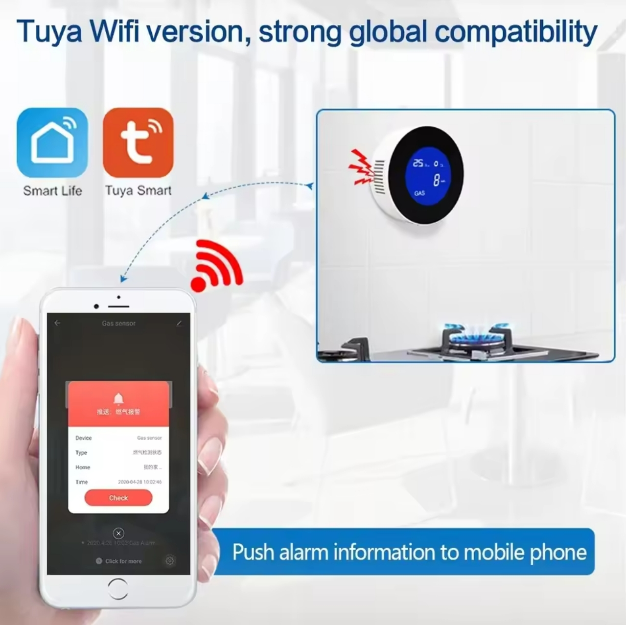 Tuya WiFi GAS LPG Leak Sensor alarm Fire Security detector APP Control ...