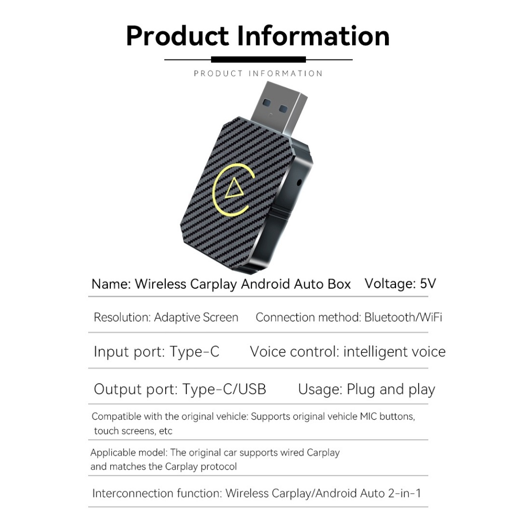 Carplay Adapter 2-in-1 Android Apple Car Wired to wireless car adapter ...