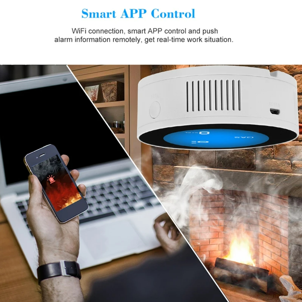 WIFI Tuya Natural LPG Gas Leak Detector with Electric Solenoid Valve ...