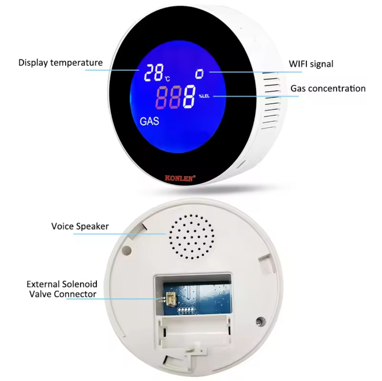 WIFI Tuya Natural LPG Gas Leak Detector with Electric Solenoid Valve ...