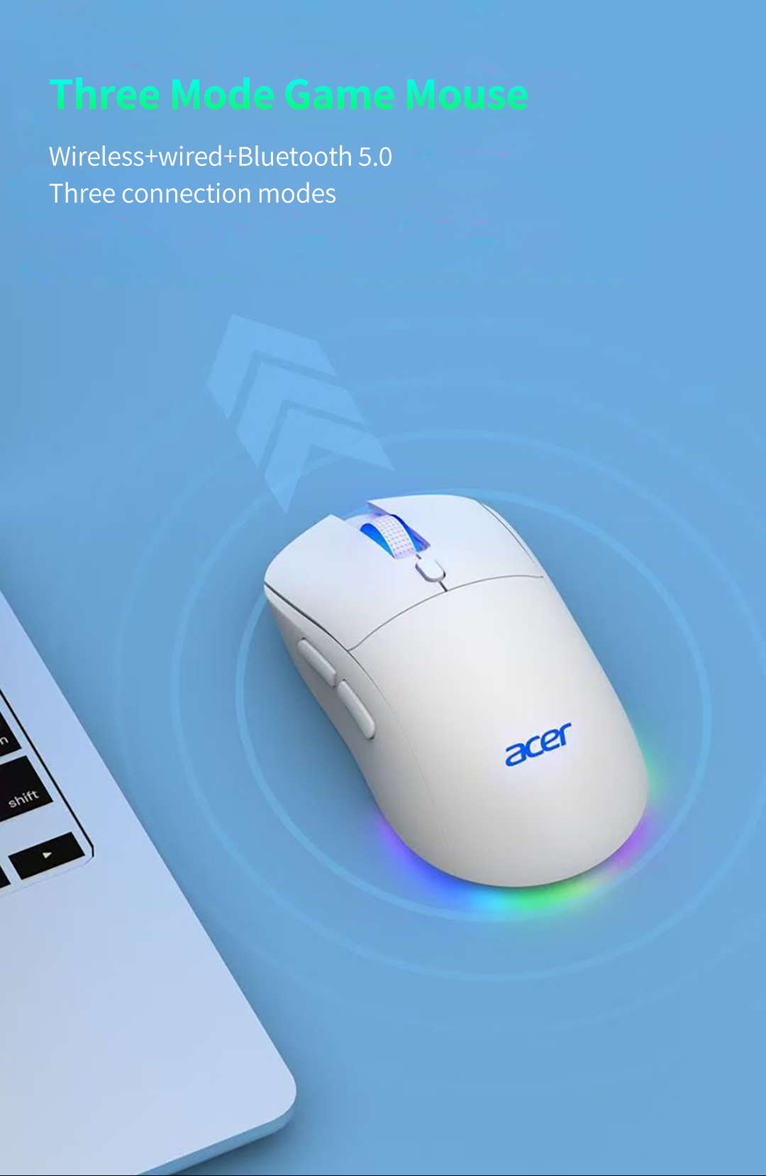 Acer Tri - Mode Gaming Mouse: Wired, 2.4GHz Wireless, and Bluetooth ...