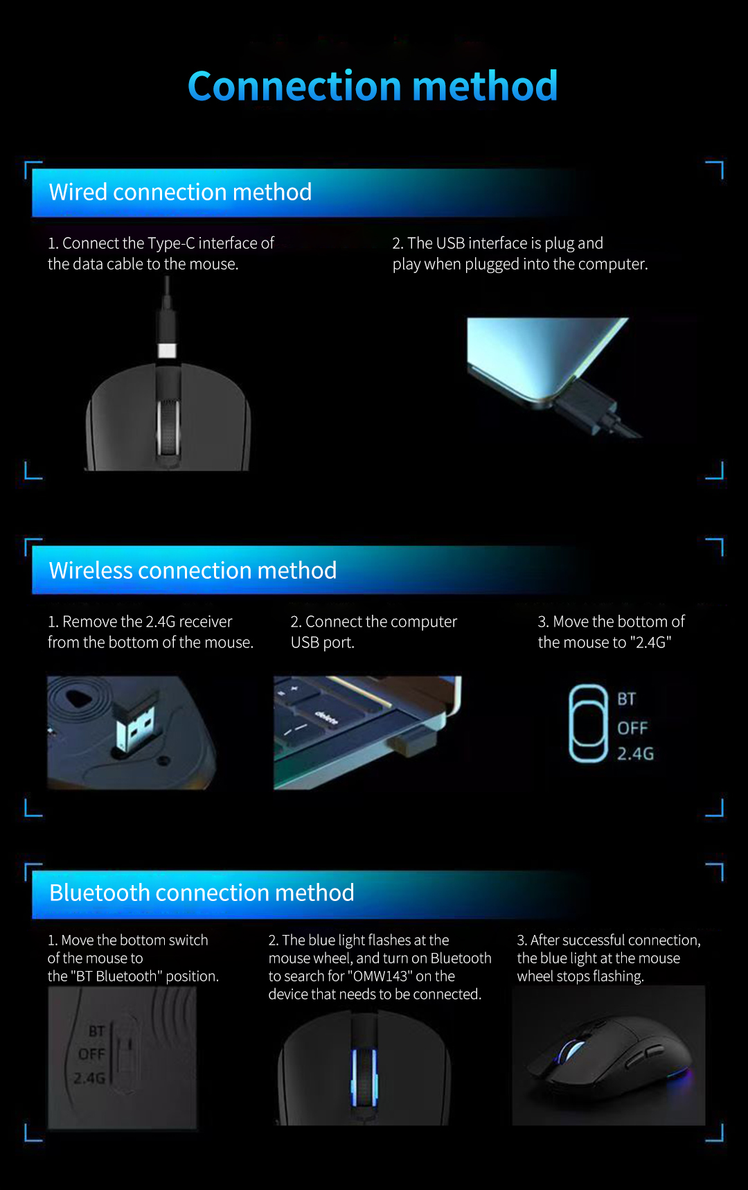 Acer Tri - Mode Gaming Mouse: Wired, 2.4GHz Wireless, and Bluetooth ...