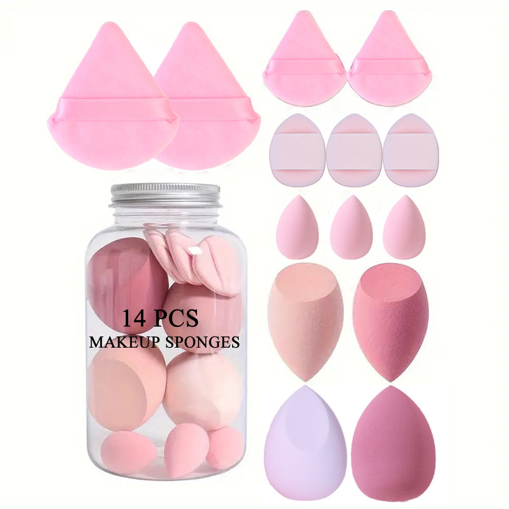 14 Pieces Makeup Sponge Set With Storage Box, Soft Beauty Sponge Puff ...