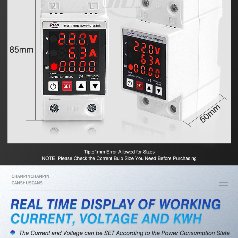 Adjustable voltage current protector （Single phase ,3display,Electric ...