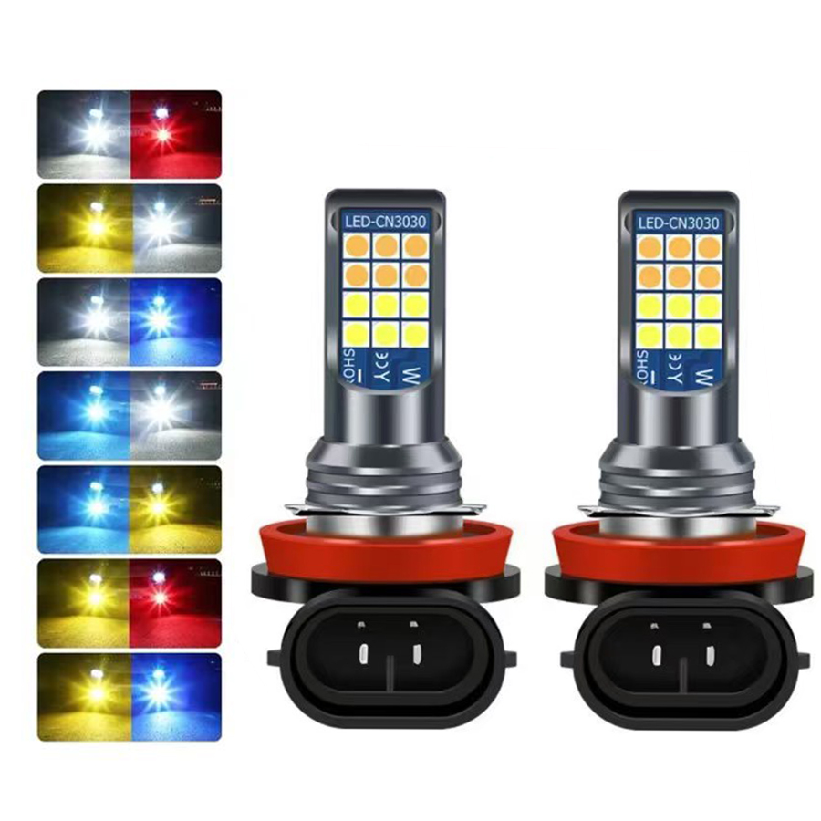 [2 Pieces] 24 LED Dual Color Car LED Fog Light H3 LED Bulb H4 H7 H11 H8 ...
