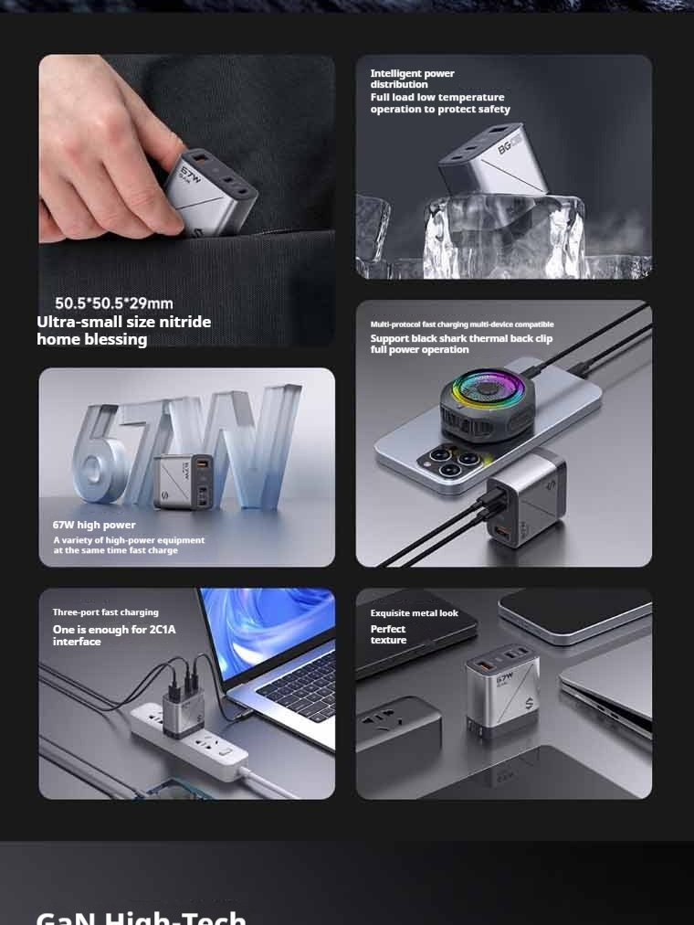 Curated visual reference: High Volume Charging Connector Kits Reference: Black Shark Bg05 67W Gallium Nitride Charger Kit Low Temperature