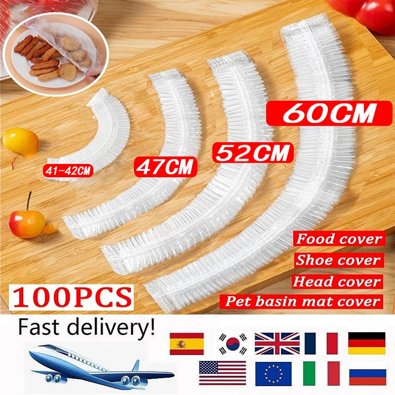 100pcs Elastic Food Cover | Disposable Kitchen Wrap BPA-Free | Fruit ...