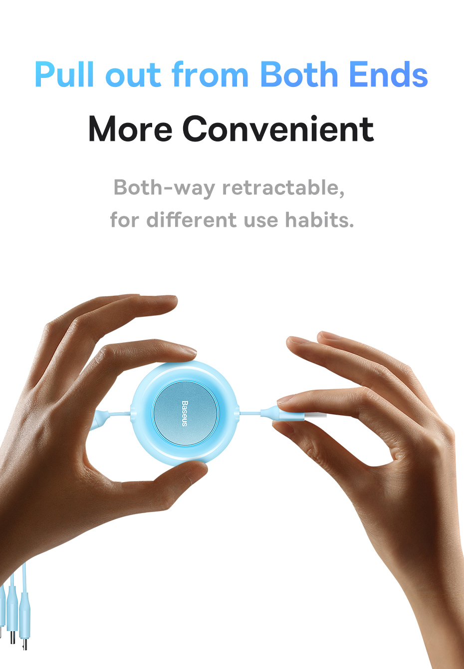 Baseus 3 in 1 USB Fast Charging Retractable Data Cable for iP 12 Type C ...