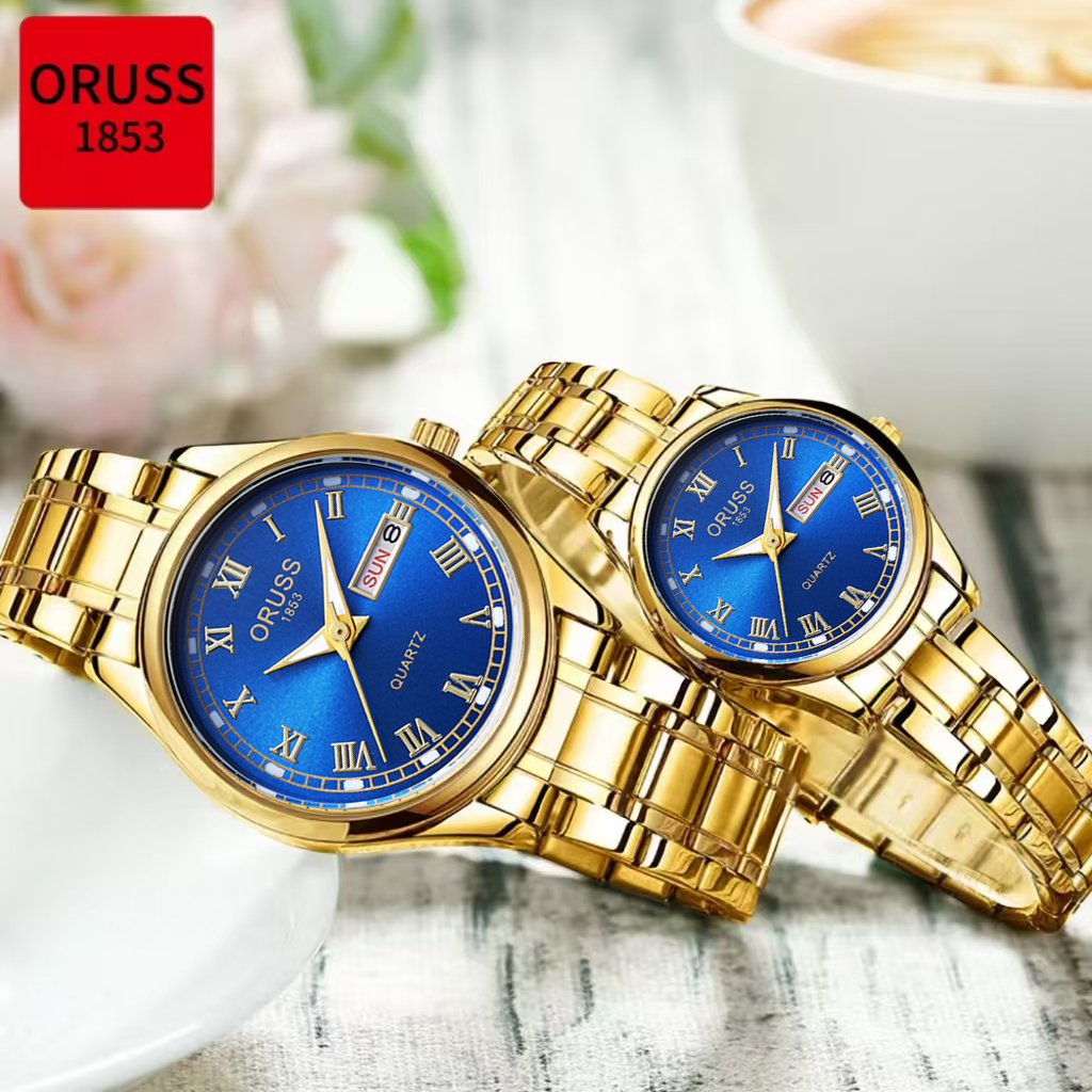 ORUSS Original 2 Pcs Couple Fashion Luxury Stainless Steel Dual ...
