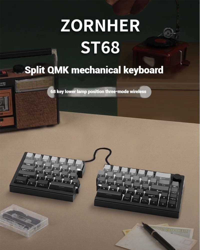 Zornher ST68 split split mechanical keyboard Wired wireless Bluetooth ...