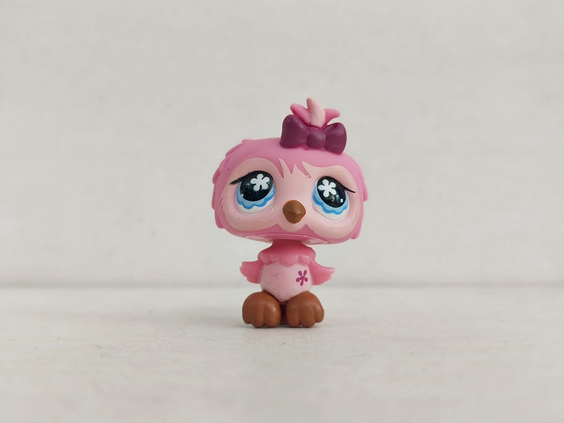 LPS Figure Pink Bird Blue Eyes Purple Bow #7081 Littlest Pet Shop toy ...