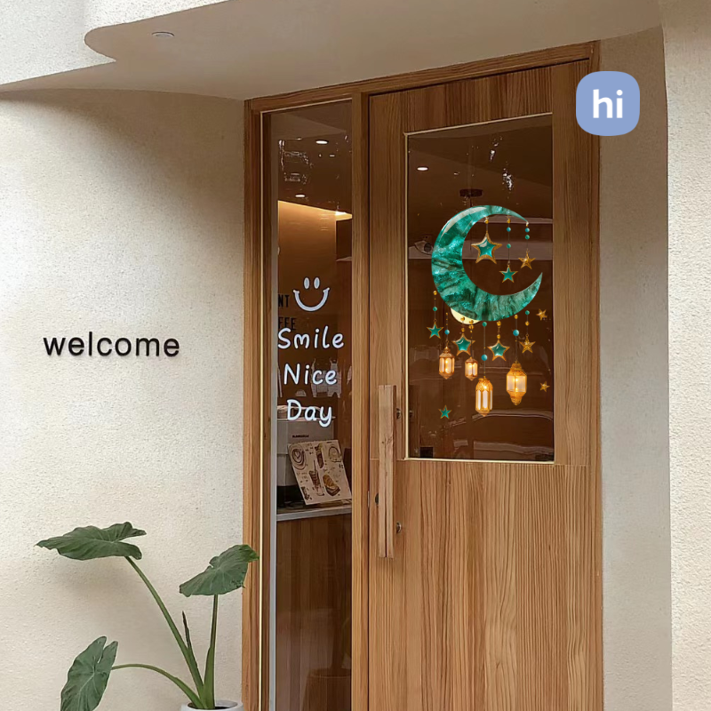 HI HOMES Ramadan Stars Moon Decorative Window Stickers Eid Mubarak ...