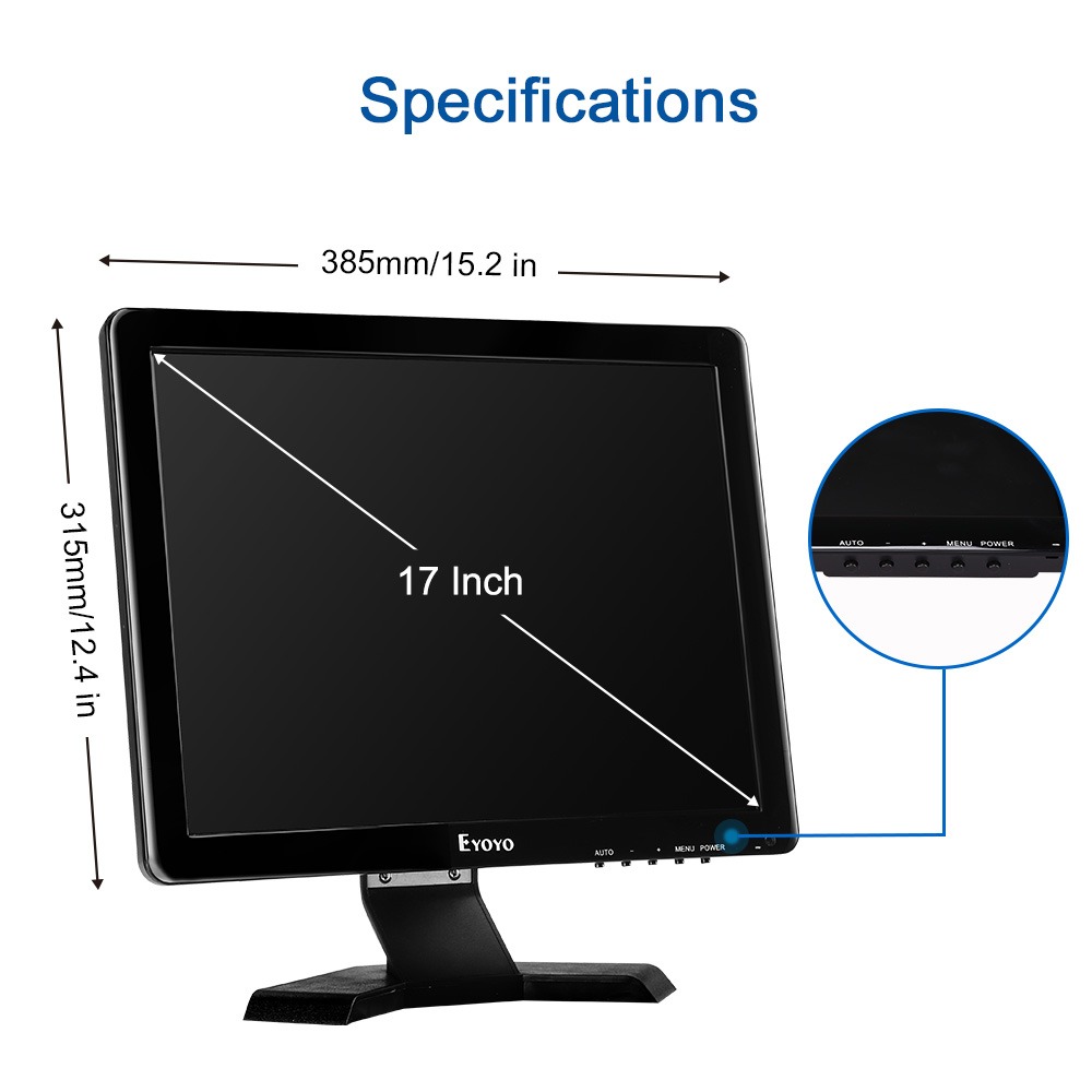 Eyoyo Screen 17 "4:3 TFT Color LCD Monitor 1280x1024 1080P CCTV HDMI HD ...