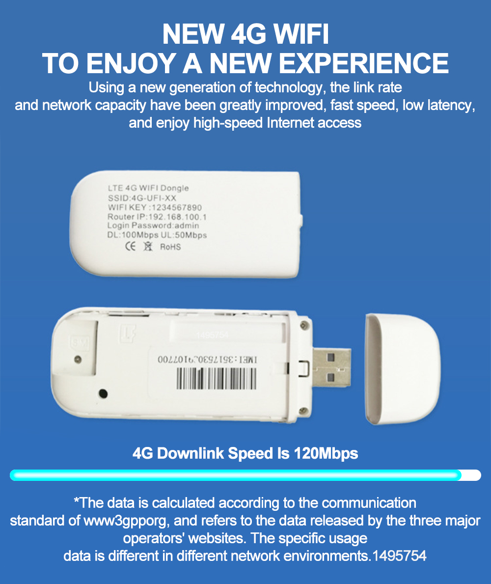 4G LTE Wireless Router USB Dongle 150Mbps Modem Stick Mobile Broadband ...