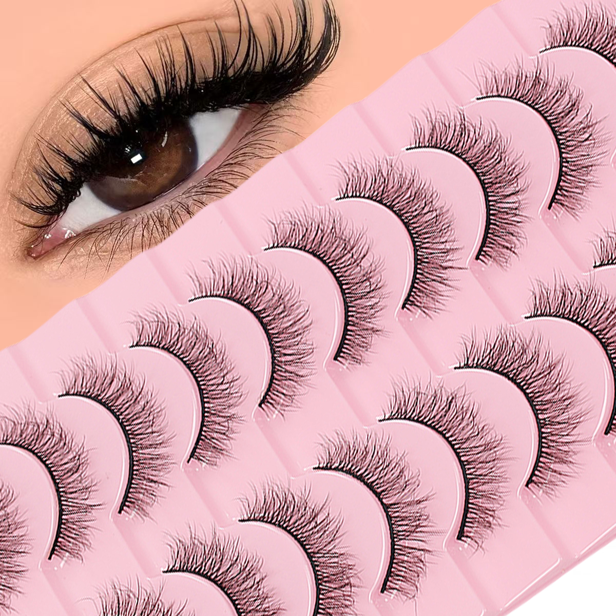 Luxurious Fluffy False Eyelashes Set – 10 Pairs With 5D Cat-Eye Effect ...