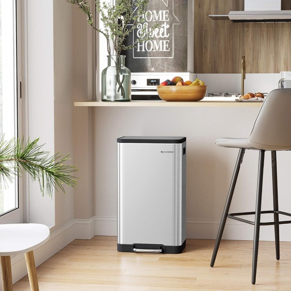 30L 50L Tong sampah besar Big dustbin Kitchen Pedal rubbish low closing ...