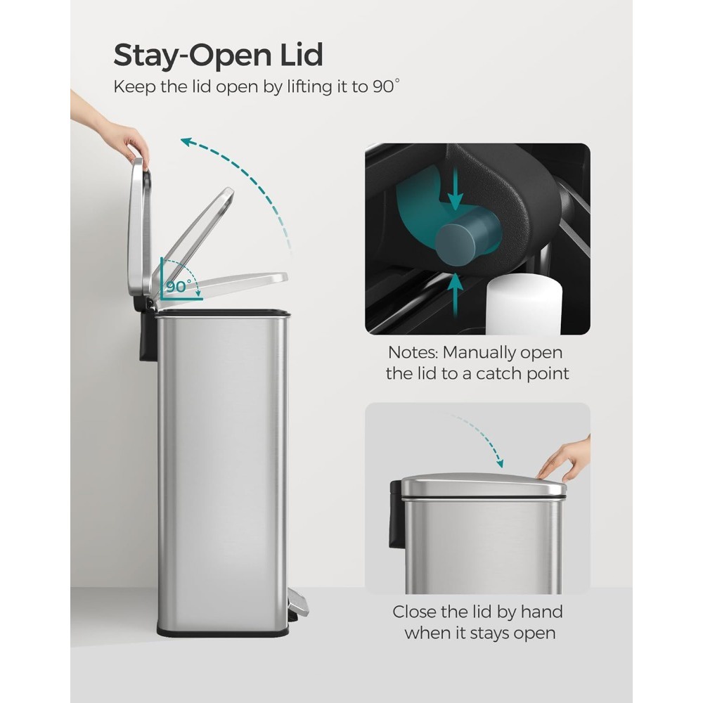 30L 50L Tong sampah besar Big dustbin Kitchen Pedal rubbish low closing ...