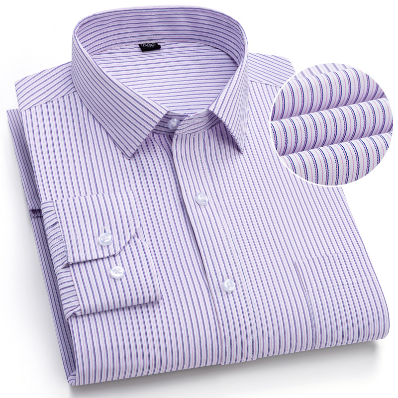 Men’s Solid-Color Long-Sleeve Pocket Business Shirt – Lightweight and Sleek