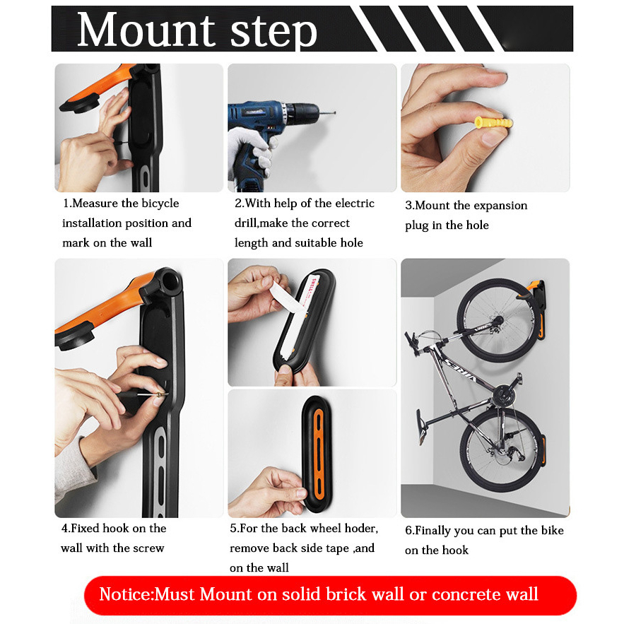 Bicycle Bike Wall Mount Easy Install Bike Wall Hanger Folding Bike ...