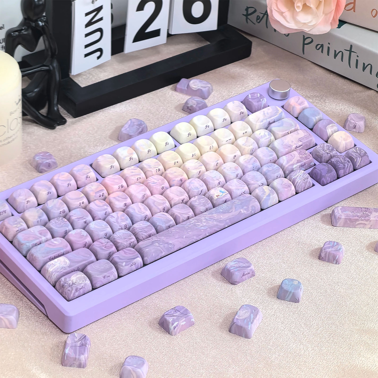 134 Keys Mermaid Keycaps Purple Dreamy Theme MOA Profile PBT Five-side ...