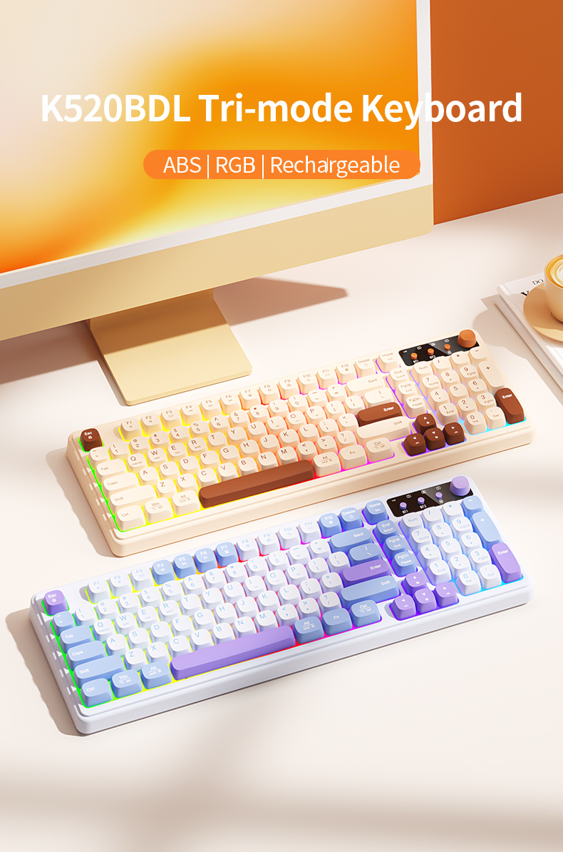 B.O.W K520 RGB Backlight Rechargeable Ergonomic Gaming Keyboard With ...
