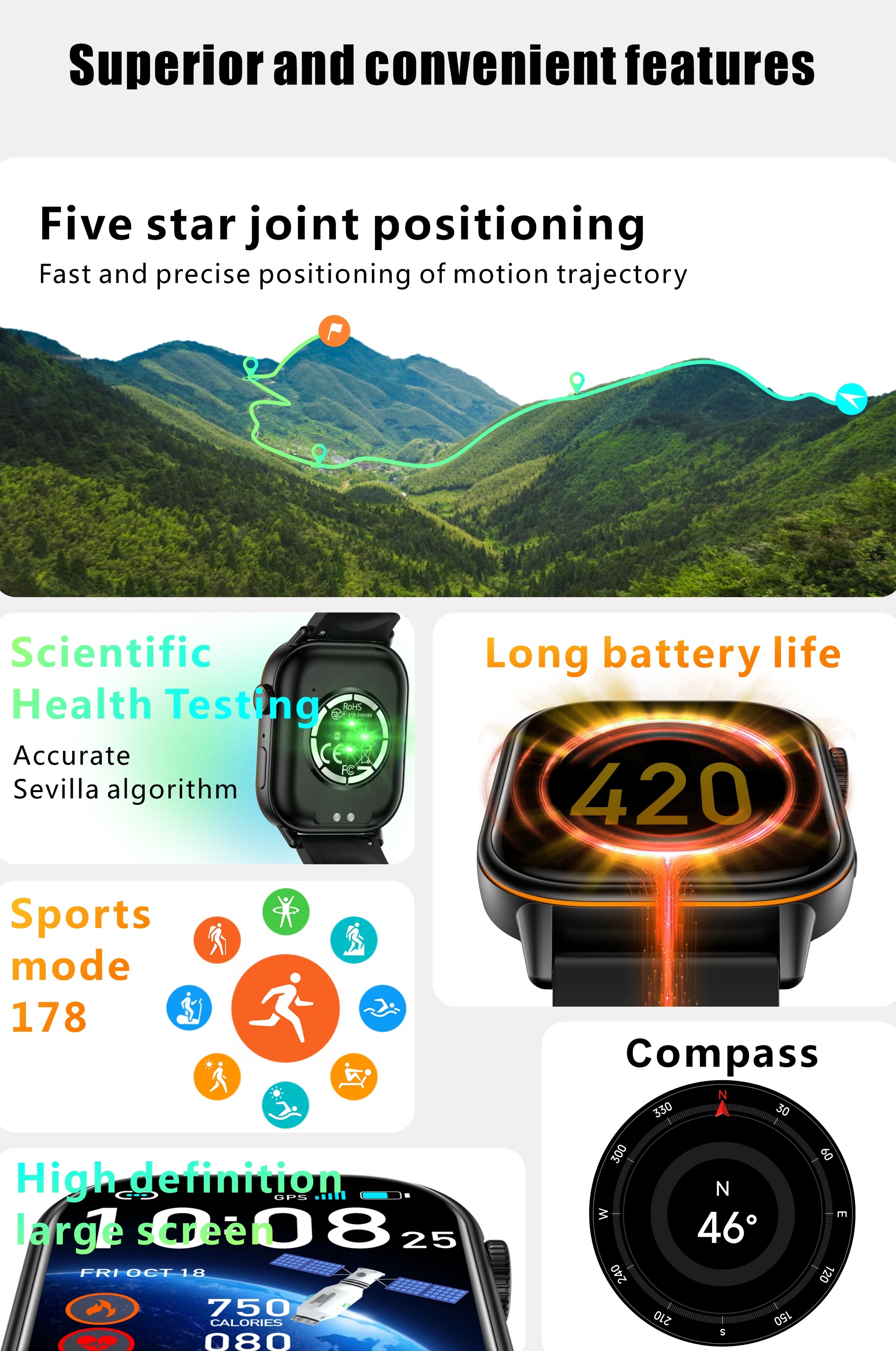 2025 GPS Positioning Smart Watch QX17 Sports Compass Outdoor Adults Men ...