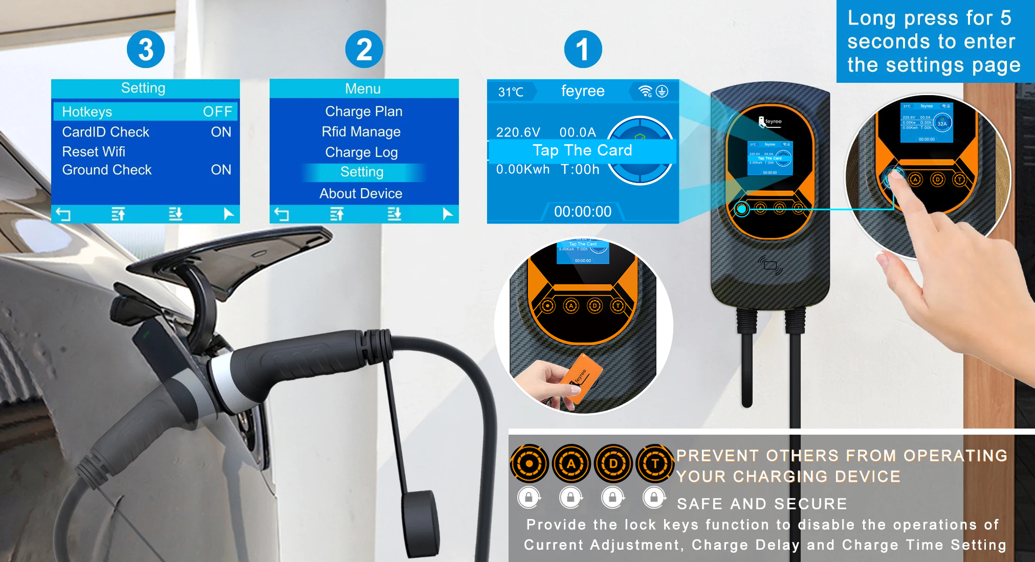 feyree EV Charging Station 32A Electric Vehicle Car Charger EVSE ...