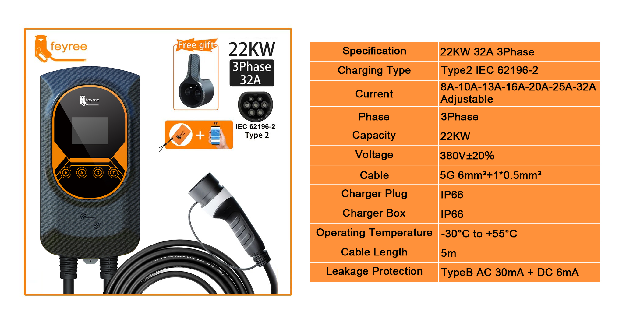 feyree EV Charging Station 32A Electric Vehicle Car Charger EVSE ...