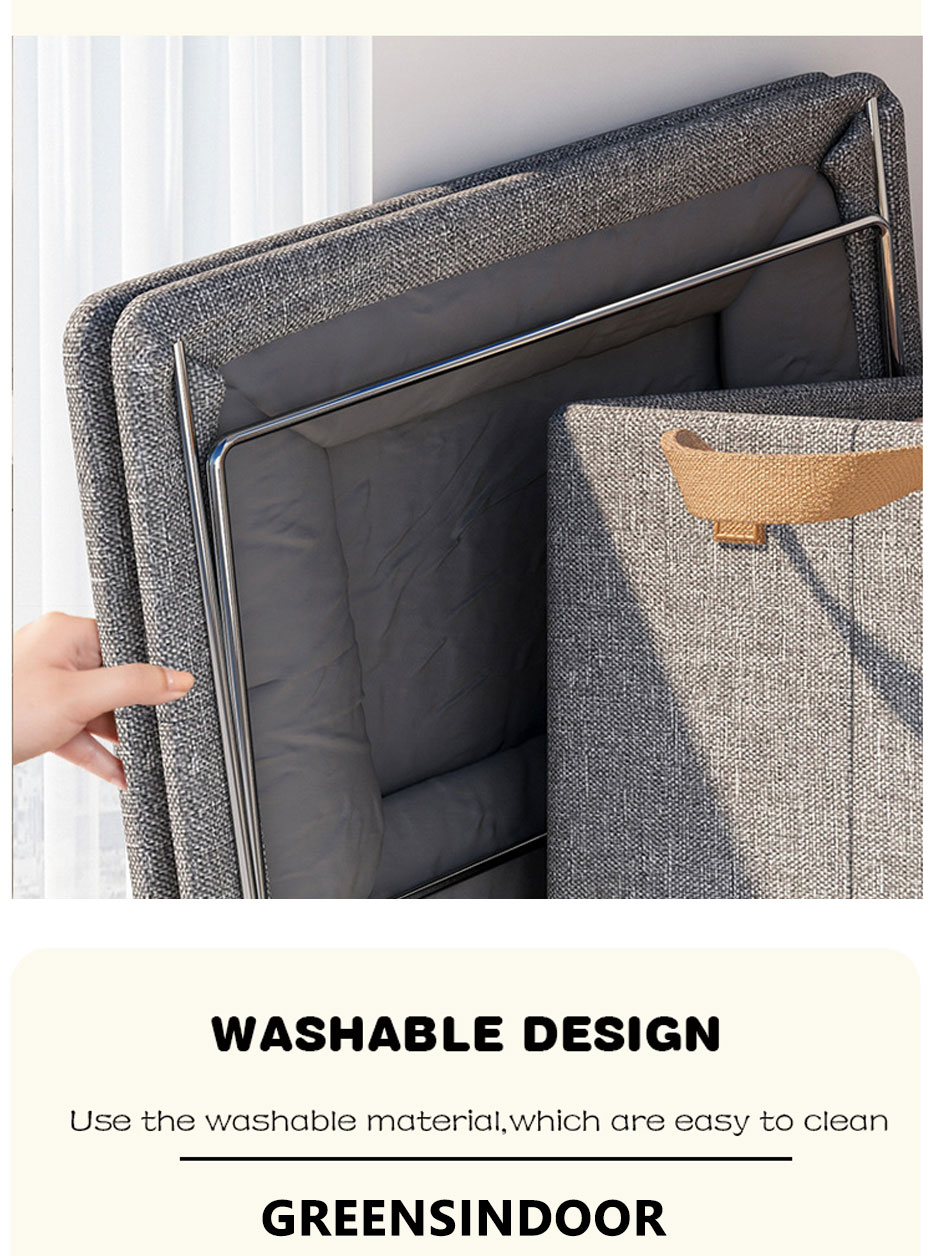 Cation Fabric Storage Box With Lid Foldable Clothes Organizer Wardrobe ...