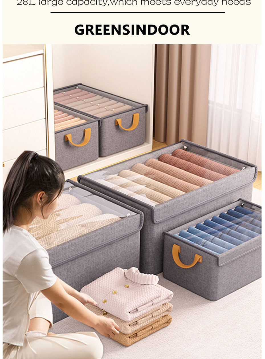 Cation Fabric Storage Box With Lid Foldable Clothes Organizer Wardrobe ...
