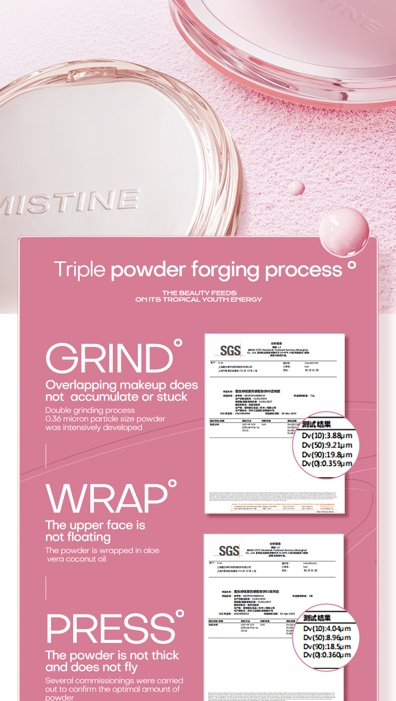 MISTINE Face Oil Control Powder 4K Compact Powder Makeup Setting Powder ...