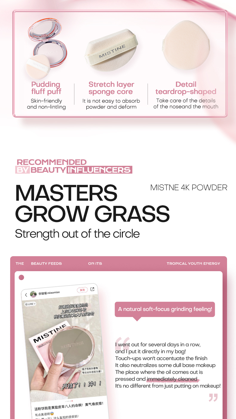 MISTINE Face Oil Control Powder 4K Compact Powder Makeup Setting Powder ...
