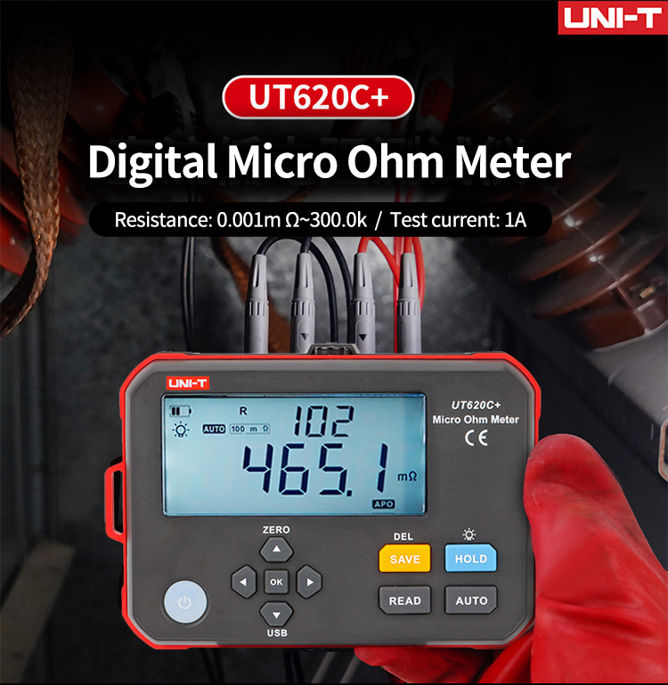 UNI-T UT620C+ Micro-ohmmeter DC Low Resistance Meter Ohmmeter 0.001mΩ ...