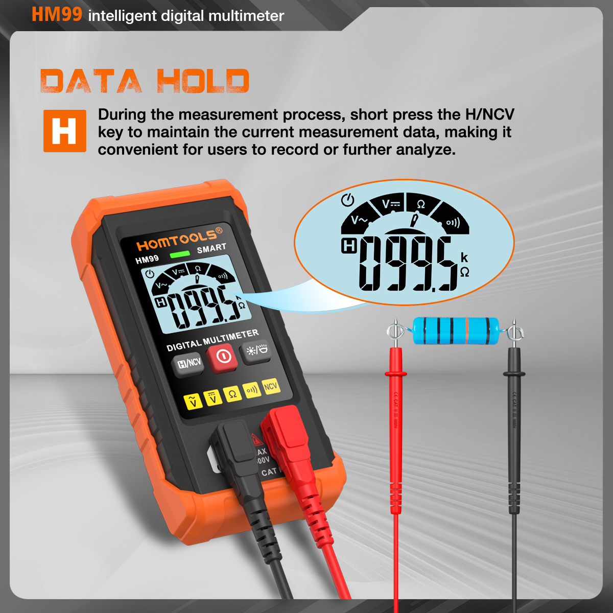 HOMTOOLS HM99 Auto Digital Smart Multimeter AC/DC 600V 4000 Counts ...
