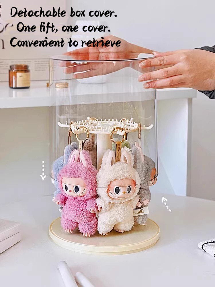 Hanging Labubu Pendant Display Box Rotating Transparent Labubu Plush ...