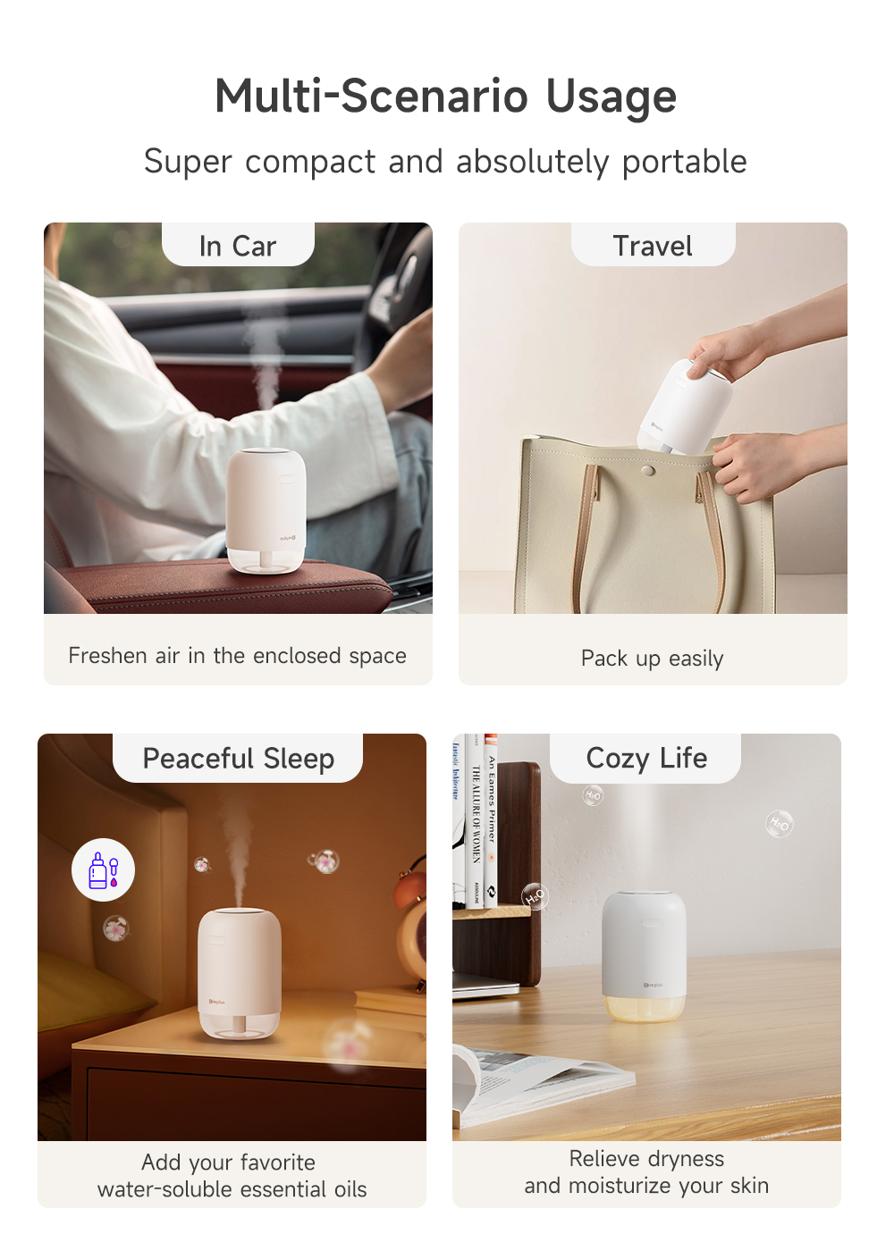 Simplus Humidifier丨250mL Capacity丨Car Desktop Use丨Type-C丨Wireless 丨14h ...