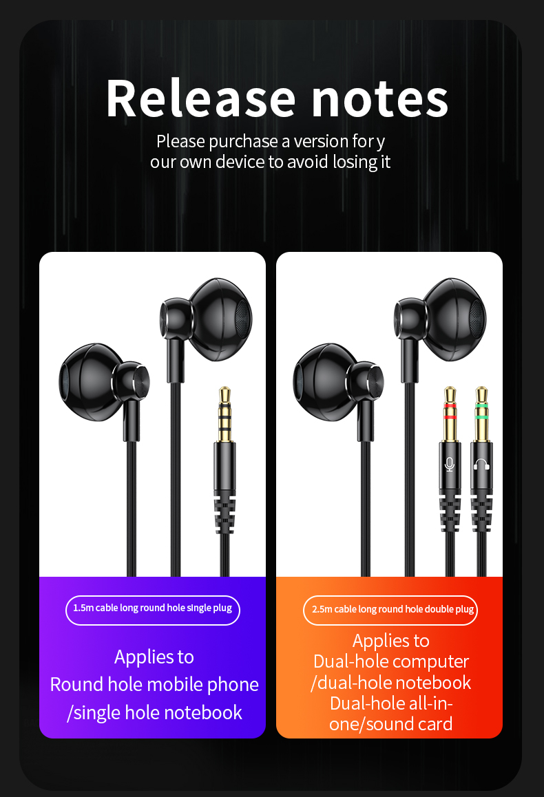 C70 Dual Plug Computer Headset 2.5m/1.5m Long Line with Microphone Call ...