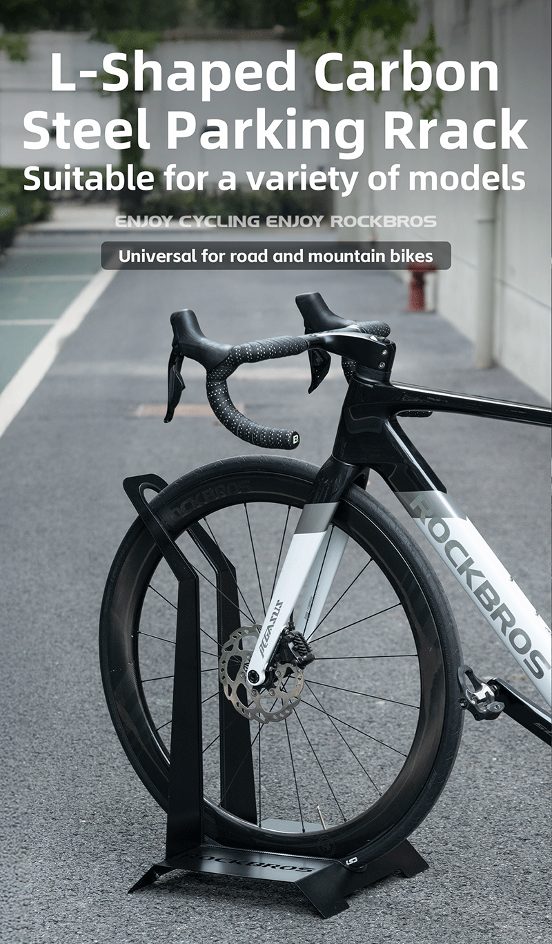 ROCKBROS Bike Rack Trapezoidal Stable Carbon Steel Bicycle Parking Rack ...